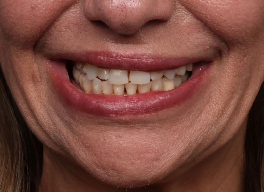 Antes e depois de facetas de porcelana: caso 02, sorriso antes do tratamento